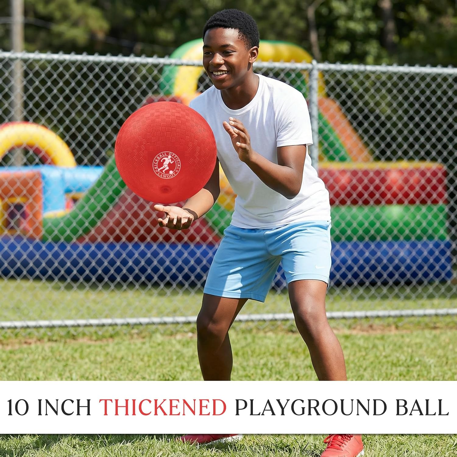 Skiennix Kickball Set - 10 Inch Playground Balls for Kids | Pack of 3 with Pump for Indoor/Outdoor Fun