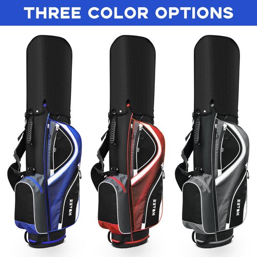 Golf Stand Bag - 14-Way Divider, 5 Pockets Golf Club Bags, Ergonomic Straps, Waterproof Nylon Material, Ideal for All Golfers (Red)