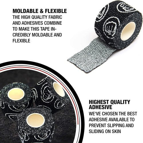 WOD Nation Hook Grip Athletic Tape - for Weightlifting Grips & Gym Sessions - Sweat-Proof Workout Tape - Versatile Weightlifting Accessories - Pack of 3, 23 ft, Black