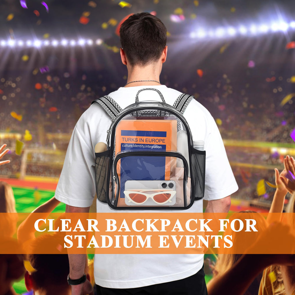 Lyingflat Clear Backpack for Stadium Events 12x12x6 Small Clear Backpack for Concert Sport Events Work Travel, Green Block