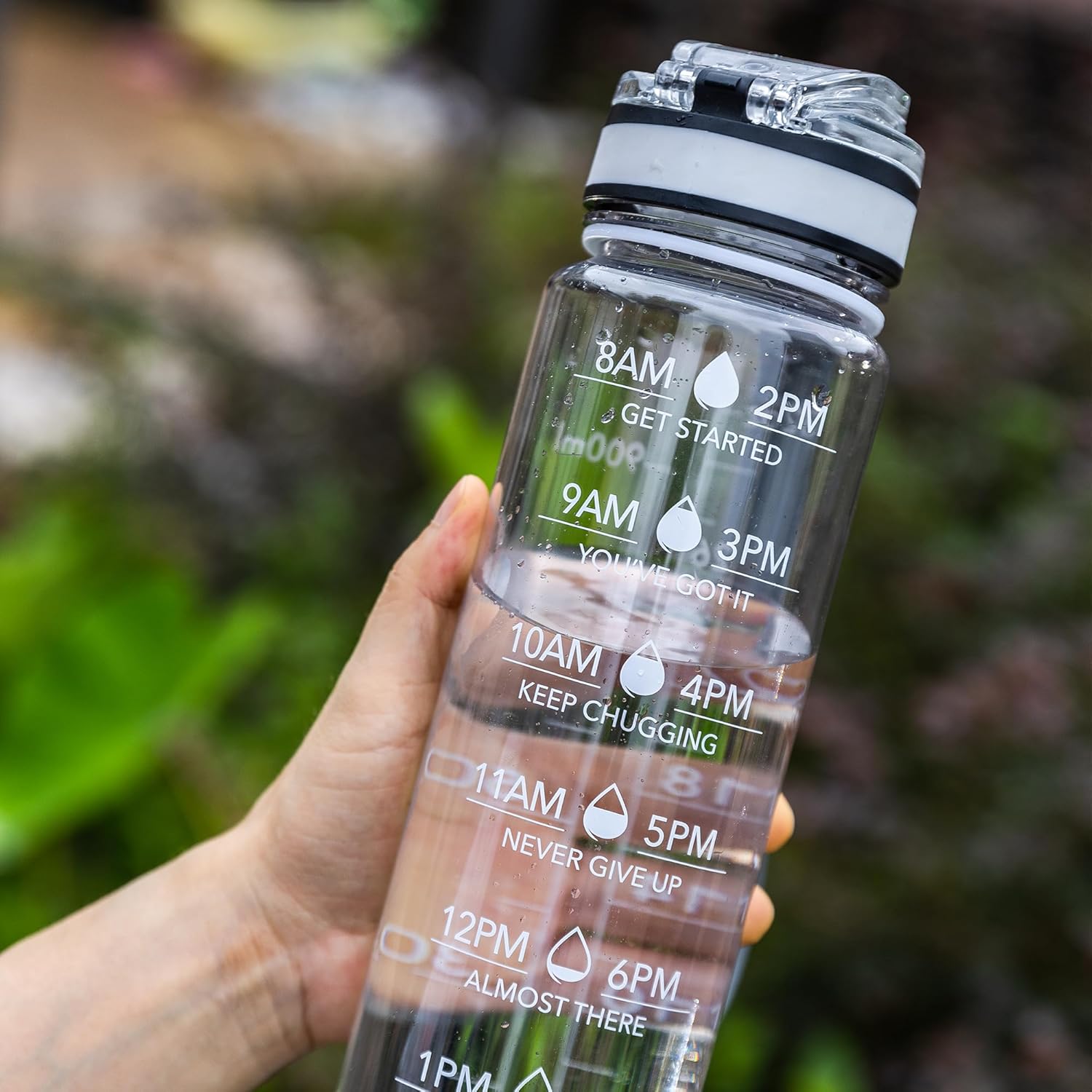OLDLEY 32oz Motivational Sports Water Bottle - BPA Free, Leakproof, Time Marker, Clear Design