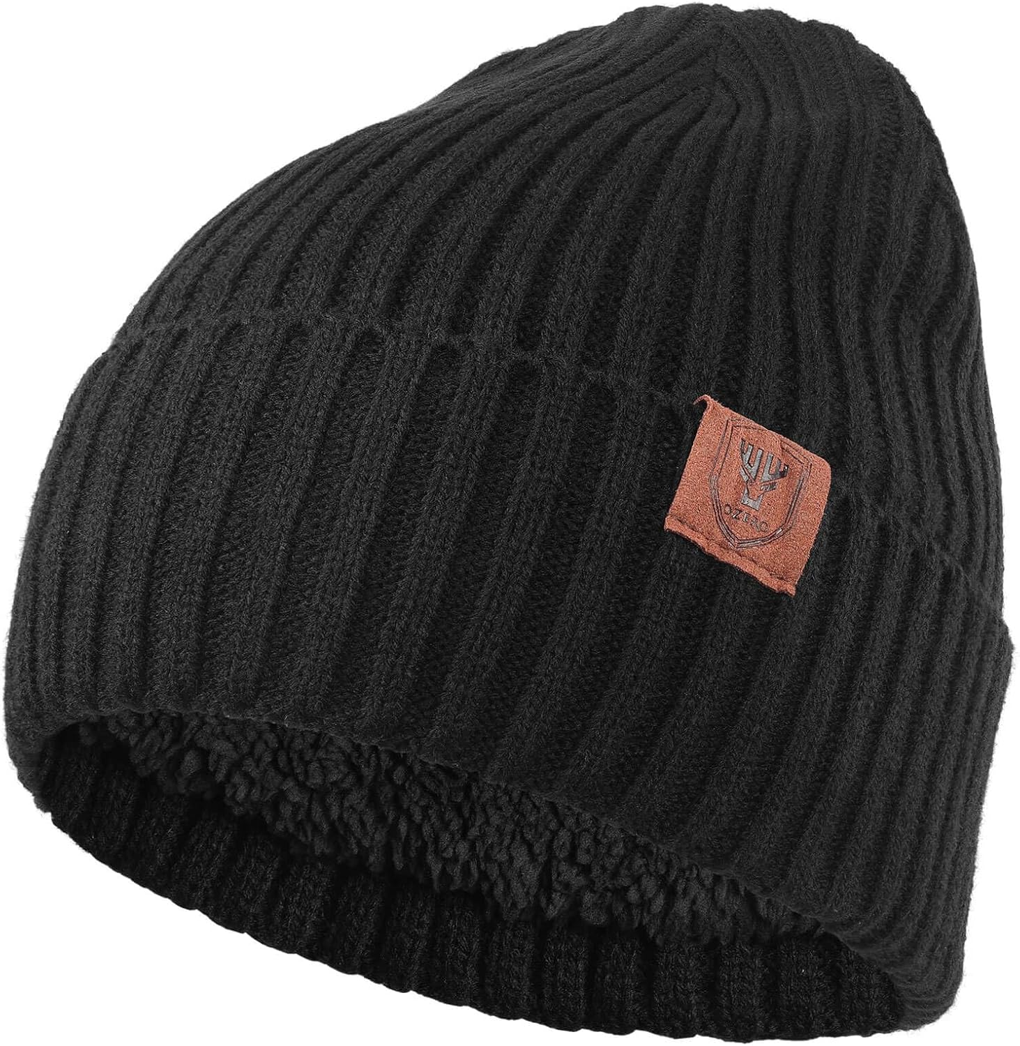 OZERO Knit Beanie - Thermal Thick Polar Fleece Winter Hat for Men & Women - Versatile Skull Cap