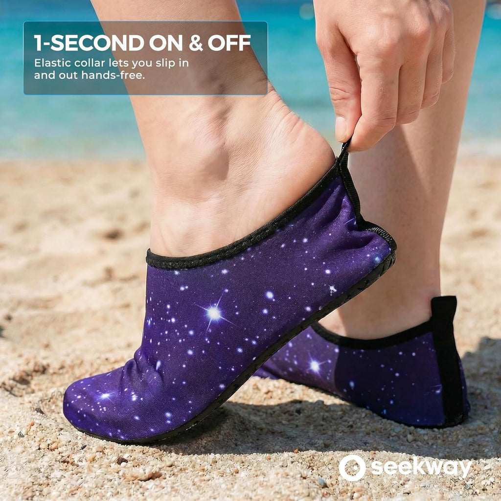 SEEKWAY Water Shoes - Quick-Dry Aqua Socks for Adults | Non-Slip Barefoot Design in Black