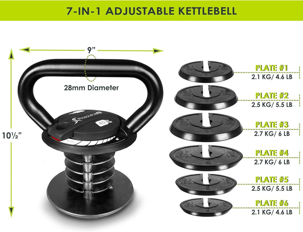 ProsourceFit Adjustable Kettlebell Weight Set - 40 lb Cast Iron for Home Gym Strength Training