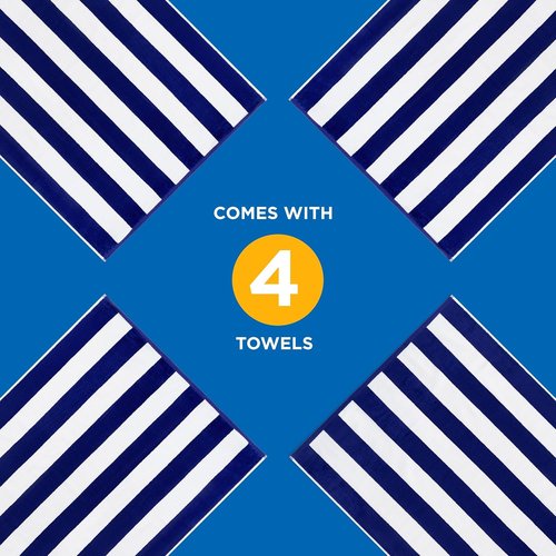 BEN KAUFMAN SALES CO Striped Towel - Absorbent, 100% Cotton - Oversized Towels for Beach Essentials - Quick-Dry for Swimming - Soft with Striped Design - 32" x 62", Turquoise (Pack of 4)