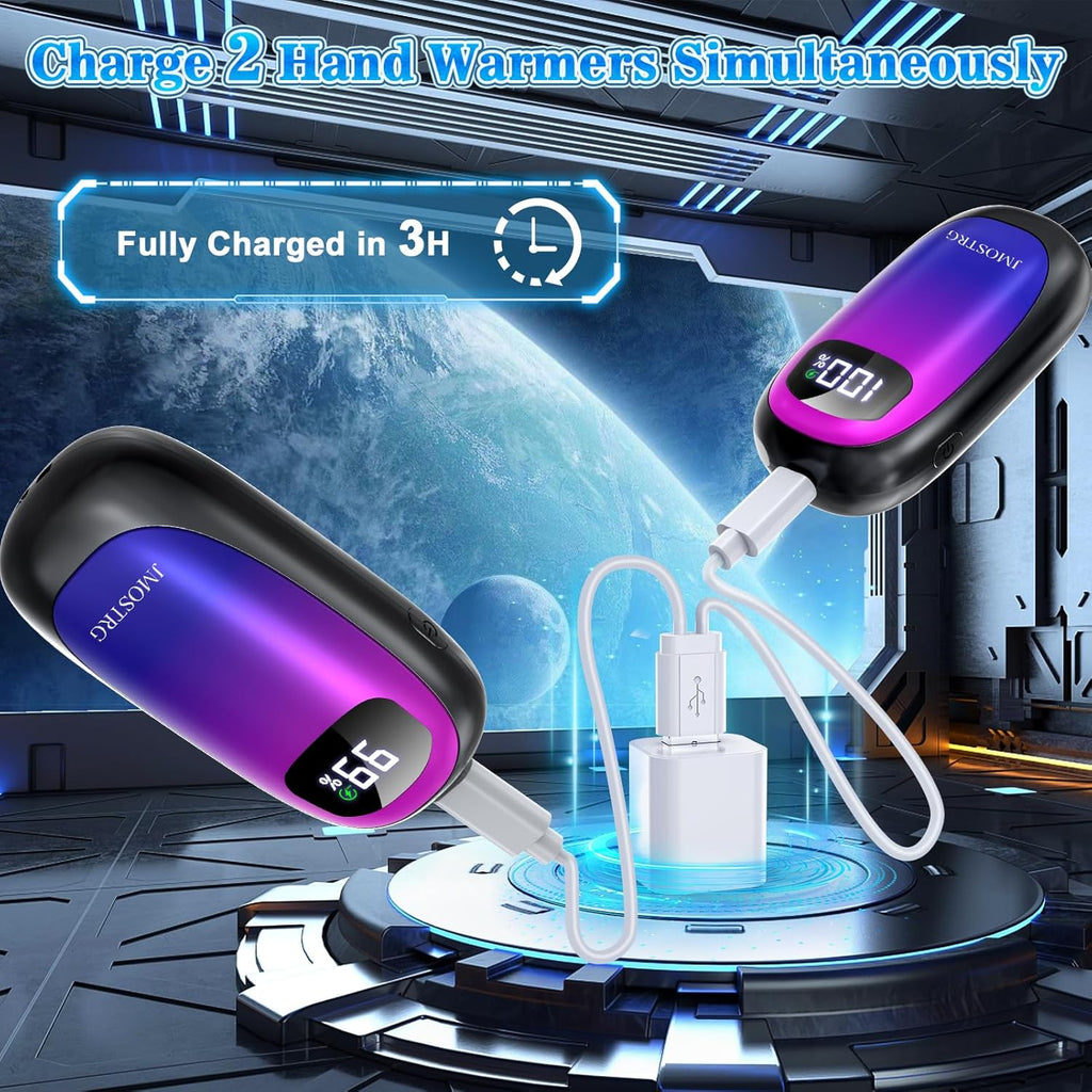 Skiennix Rechargeable Hand Warmers - Dual-Sided Heating with LED Display & Flashlight, Max 127℉, 13Hrs Long Lasting for Outdoor Activities