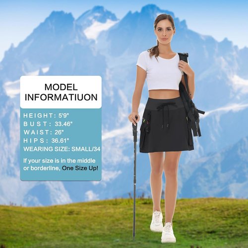 MIVEI Skorts for Women - High Waisted Quick Dry Hiking Cargo Skorts with Zipper Pockets