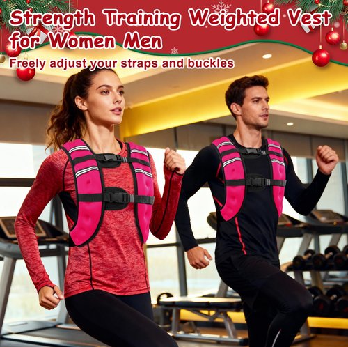 6lb/8lb/12lb/16lb/20Lb Weighted Vest Woman Men with Reflective Stripe, Chest Size Adjustable Strength Training Weight Vest for Walk Running Jogging