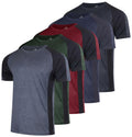 Real Essentials 5 Pack: Men's Dry-Fit Short Sleeve Crew Neck T Shirts Fitness Running Gym Workout Cool Exercise Athletic Tee, Set 13, Small