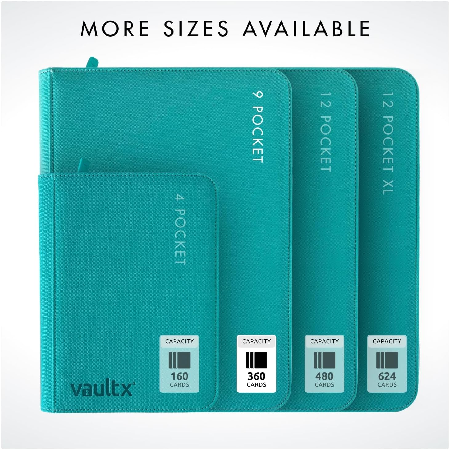 Vault X 9 Pocket Trading Card Zip Binder - Premium Exo-Tec Material, Holds 360 Cards, Teal Color