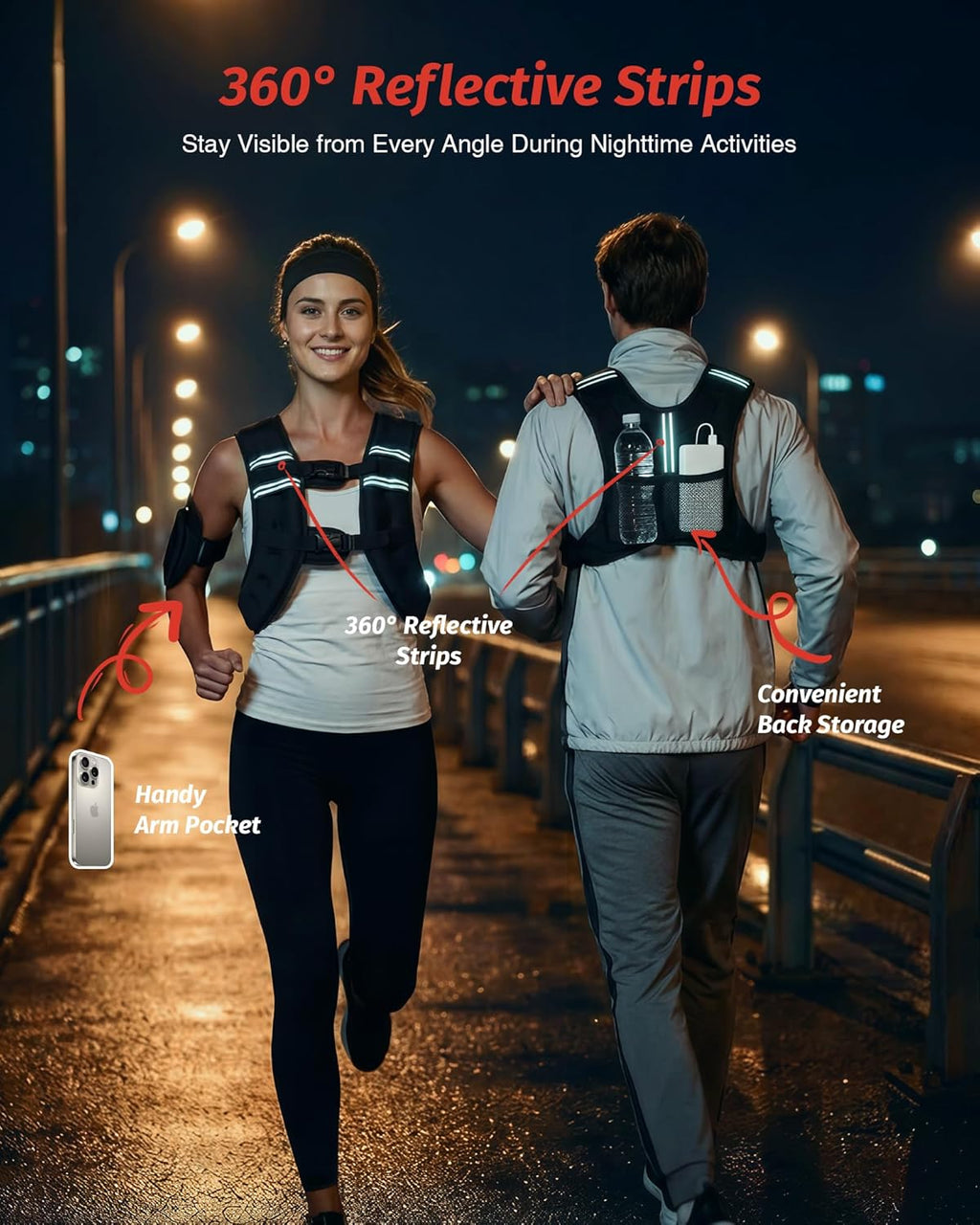 ZELUS Weighted Vest - Adjustable 6lb to 30lb for Enhanced Strength Training & Fitness | Reflective Stripe