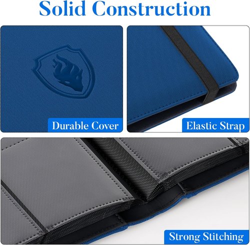 Fabmaker Premium 9 Pocket Card Binder - Sturdy Royal Blue Trading Card Album for 540 Cards