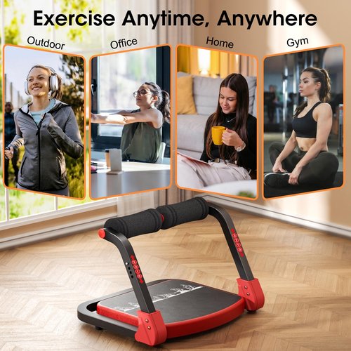 PAPIBLU Ab Machine Ab Trainer - Sit Up Exercise Equipment& Core Machine, 4 Level Adjustable Resistance, Foldable Ab Crunch Machine for Home Gym Stomach Workouts - Red