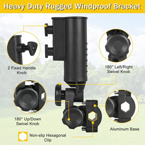 SANXIACAR Heavy Duty Golf Push Cart Umbrella Holder 180°Adjustable Aluminum Base for Stroller Bike Wheelchair Bicycle Mobility Scooter Beach Chair Shopping Cart Universal Windproof Umbrella Mount Kit