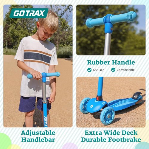 Gotrax KS1 Kids Kick Scooter - LED Lighted Wheels, Adjustable Height Handlebars | Safe & Fun for Ages 2-8, Up to 110 Lbs