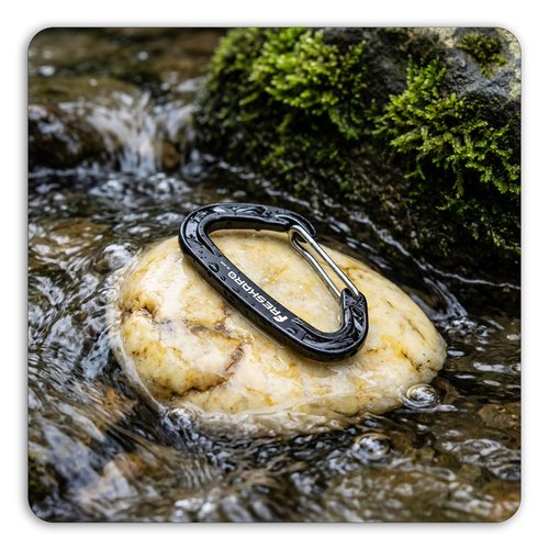FresKaro 15kN Heavy Duty Wiregate Carabiners Clips, Wire Gate Spring Snap Quick Draws, for Camping Hiking, Hammocks, Aluminium Caribeaners for Backpacking and Dog Leash, 4Pack, Black, Medium Size