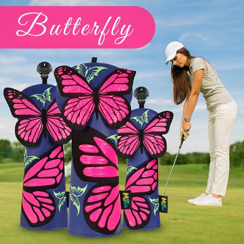 mytag Butterfly Patch Golf Club Covers, Golf Head Covers for Woods and Driver 3D Craft Blue Headcover (Fairway Cover)