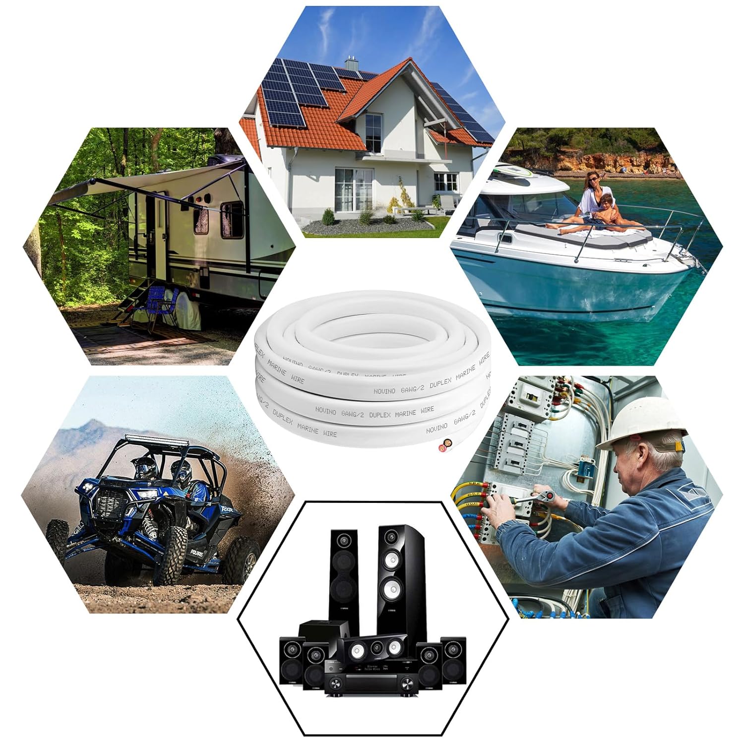 6 Gauge Marine Wire - 20ft Duplex Tinned Copper Electrical Cable for Boats, RVs & Trailers