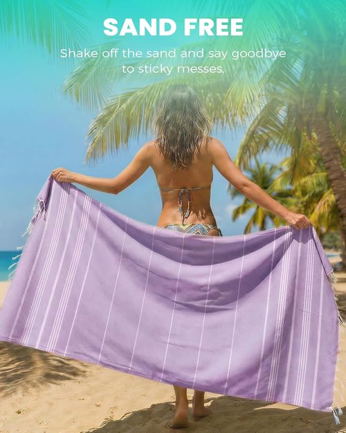 Antfuny Turkish Beach Towels - 6 Pack Yoga Blankets for Gym & Outdoor Use | Purple Gift for Men
