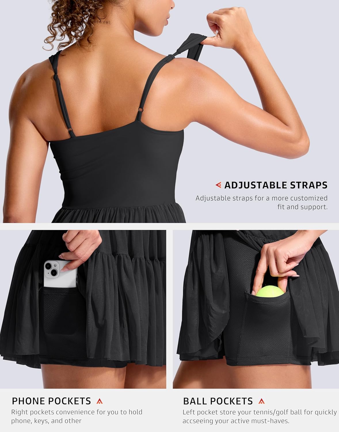 Soothfeel Tennis Dress for Women - Athletic Dress with Built-In Shorts & Pockets | Flowy Summer Golf Wear