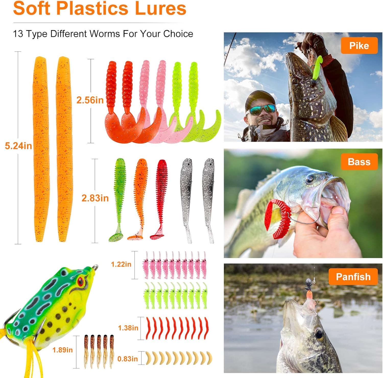 Skiennix 327PCS Fishing Lures Kit - Complete Tackle Box with Crankbaits, Worms & Hooks for Bass & Trout Fishing
