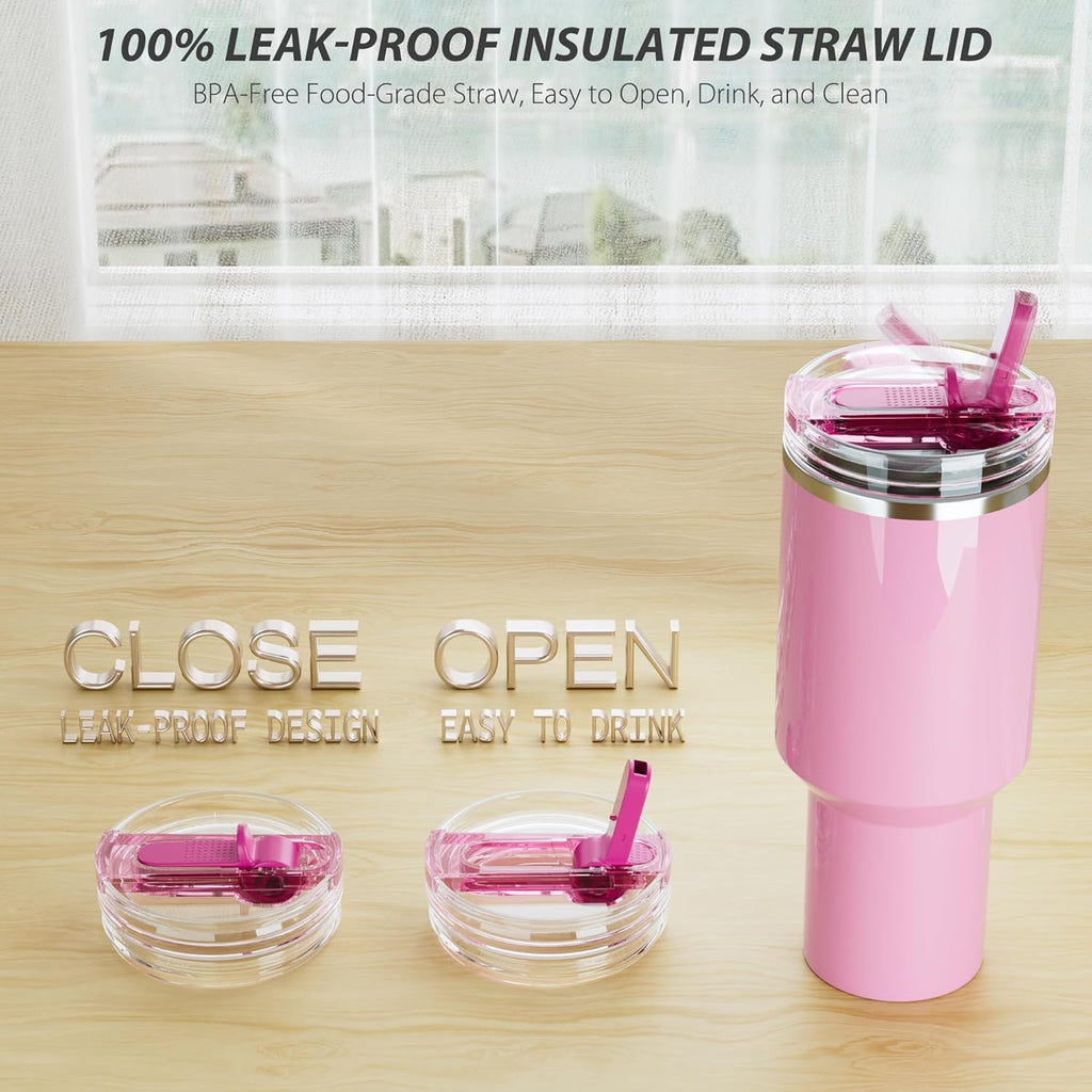 STANLEY 40 oz Flip Straw Lid - Leakproof, No Spill Design for Quencher ProTour & H2.0 Tumblers | Passion Pink
