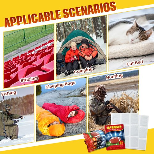 Foilswirl 6 Pcs Lap Warmers Largest Warmers with Adhesive Backing 16" x 10" Air Activated Heat Packs 8 Hours Long Lasting Disposable Lap Warmer for Camping Outdoor Sporting Events Cold Weather