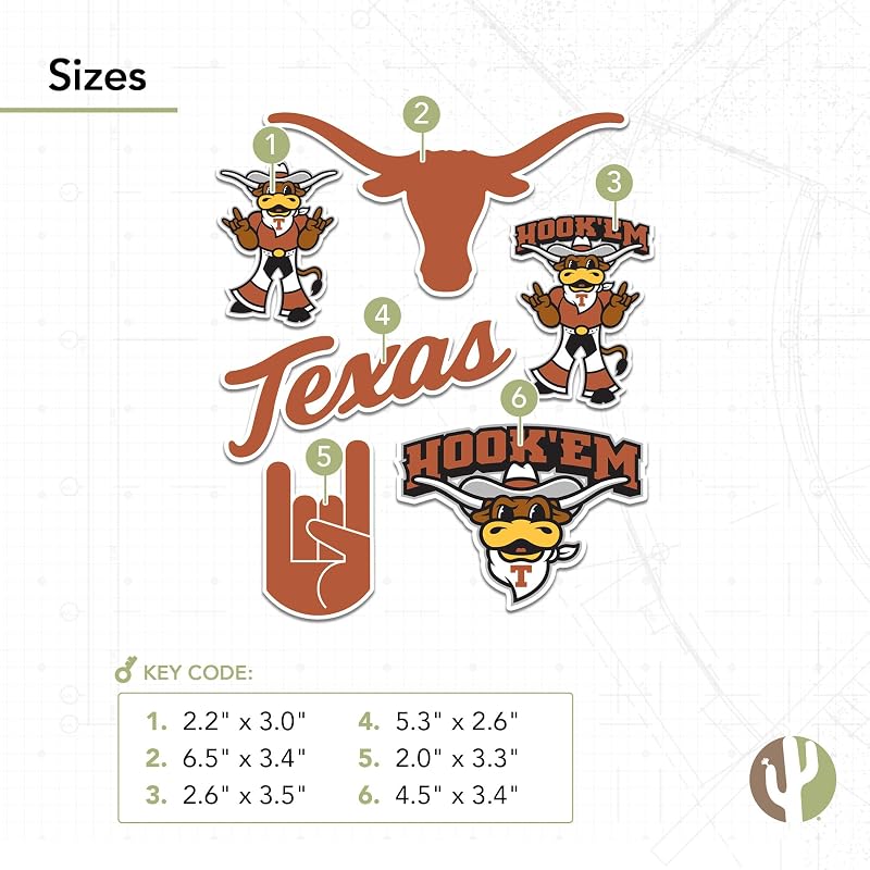 Texas Longhorns Desert Cactus Sticker Sheet - Premium Vinyl Decals