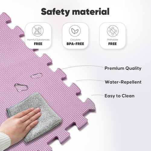 32 Pack EVA Interlocking Foam Exercise Mats - Durable Puzzle Gym Flooring for Home Workouts & Kids' Play Areas - Blue, 24x24x½ in
