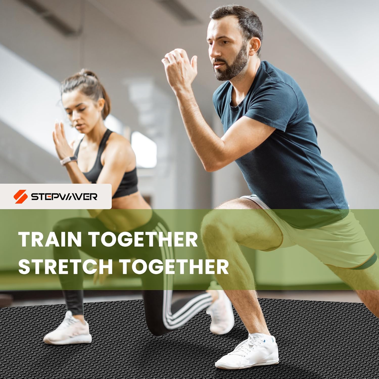 Stepwaver Extra Large Exercise Mat - Non-Slip, Ultra Durable 8mm Thick Gym Flooring | 7'x5', 8'x6', 10'x6' Sizes