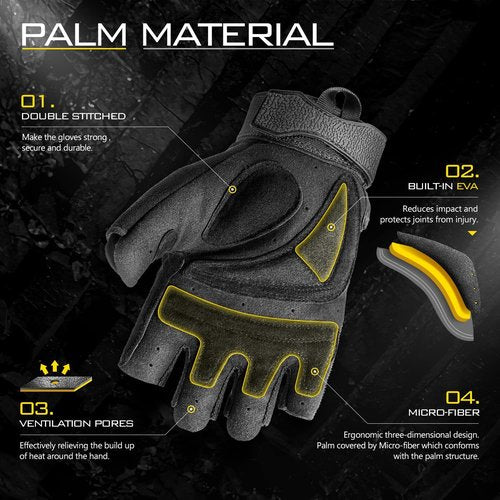 ZUNE LOTOO Fingerless Tactical Gloves for Men, Half Finger Motorcycle Gloves with Impact Protection, Black Palm Padded Safety Work Gloves for Paintball Airsoft Range Tac Female Women(Small)