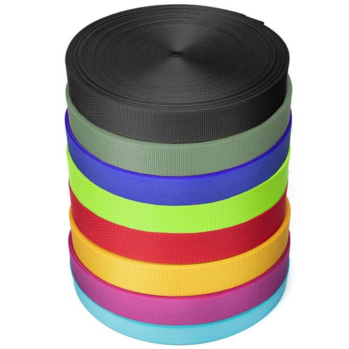 Nylon Webbing 1 Inch 1.5 Inch, Heavy Duty Nylon Webbing Strap 12 Yard, Durable Nylon Strapping for Indoor or Outdoor Gear, DIY Crafting, Repairing, (Black, 12 Yard)