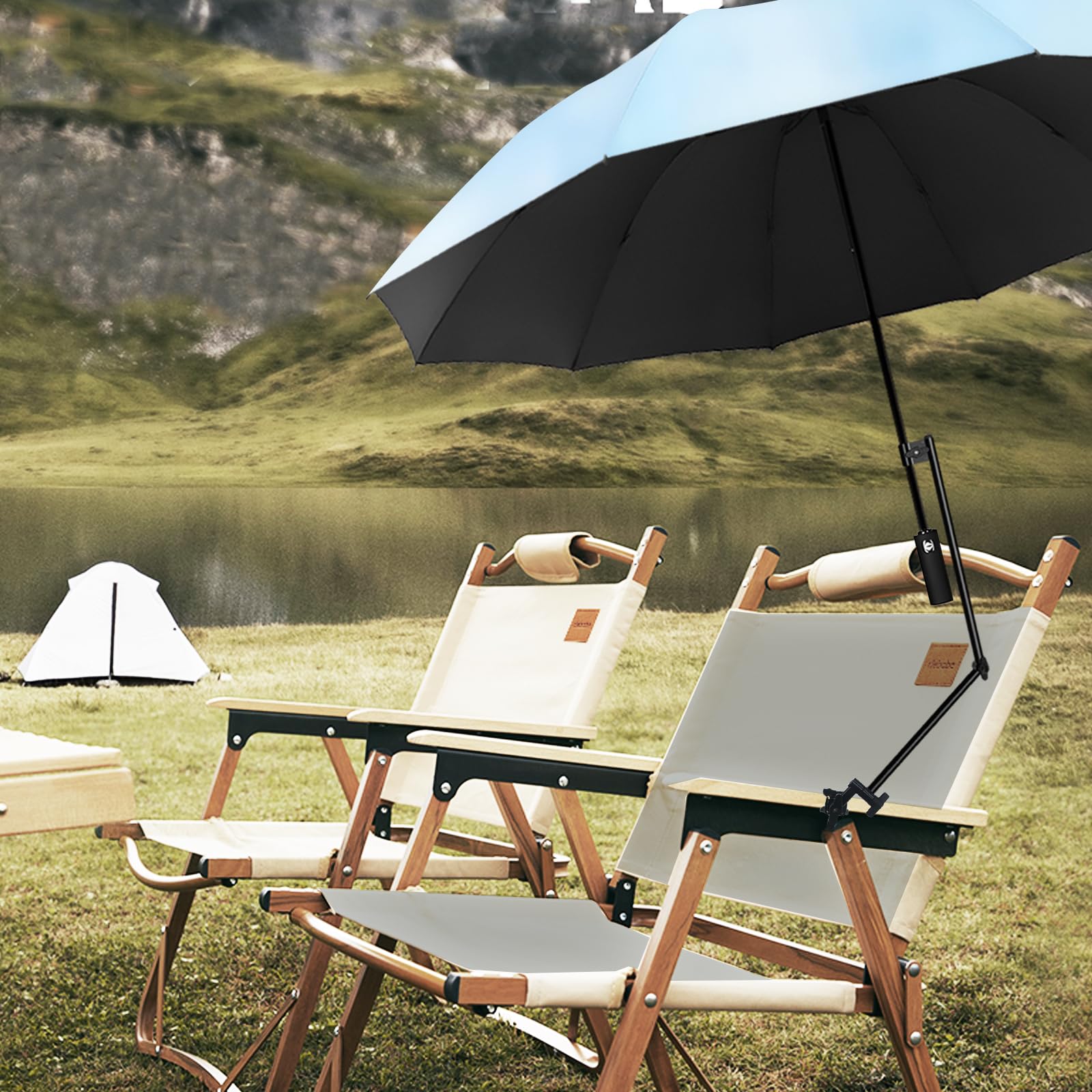 XLINGZA UPF 50+ Beach Umbrella with Adjustable Universal Clamp