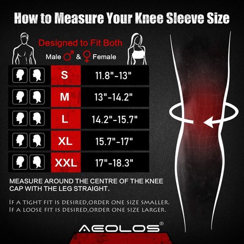 AEOLOS Knee Sleeves (1 Pair)，7mm Compression Knee Braces for Heavy-Lifting,Squats,Gym and Other Sports (Medium)