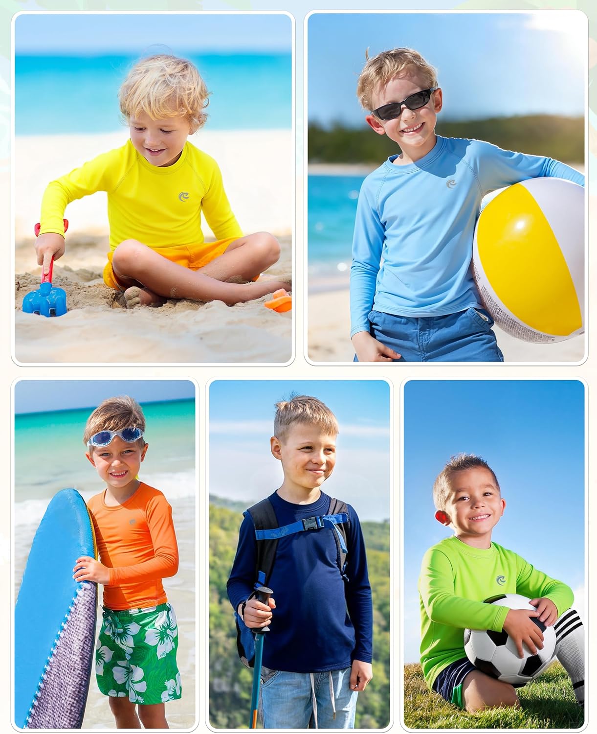 Skiennix Boys UPF 50+ Long Sleeve Swim Shirt - UV Sun Protection Rash Guard | Youth SPF Water Shirts