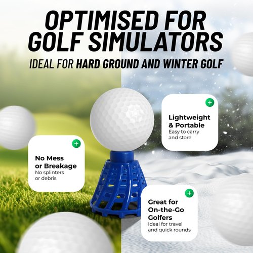 BirTee Golf Tees - PRO Speed Plus with Flexibility & Durability - 8 Pack. Indoor Golf Tees/Golf Simulator Tees/Winter Plastic Golf Tees (White)