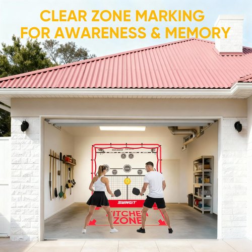 Portable Pickleball Rebounder Net with Kitchen Lines System, Tennis Ball Machine for Practice, Solo Training Net System for Dinks, Volleys & Drives, Accuracy Trainer with Carry Bag, for Backyard