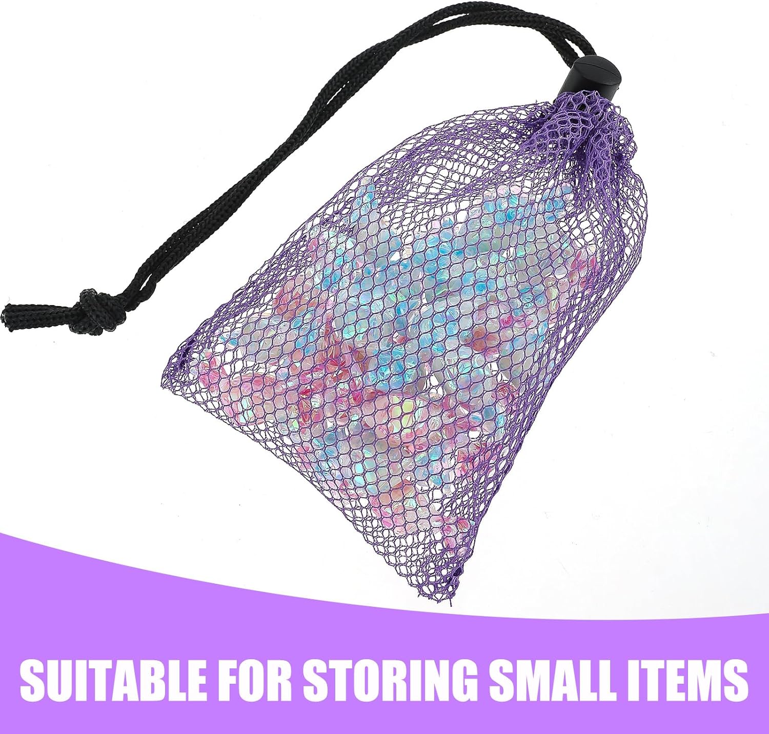 Skiennix Colorful Drawstring Mesh Bags - 5 Pcs Small 6 x 4 Inch Nylon Storage for Travel Organization
