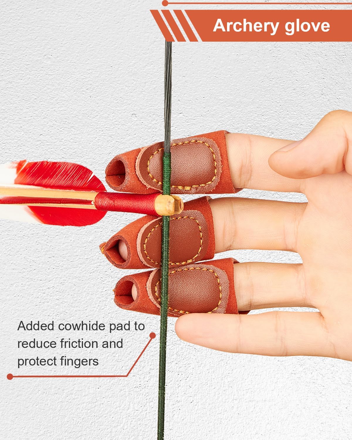 Toparchery Arm Guard & 3-Finger Protective Gloves - Brown for Recurve & Compound Bow Shooting