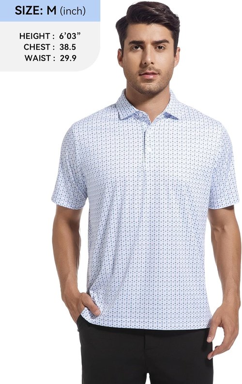 Esabel.C Men's Golf Shirts - Moisture-Wicking Short Sleeve Performance Polo | Active Fit, Stretch Design