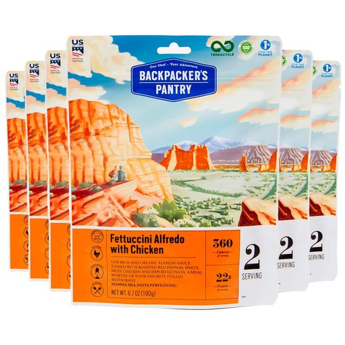 Backpacker's Pantry Fettuccini Alfredo with Chicken - Freeze-Dried Camping Meal - 40g Protein | 6 Servings