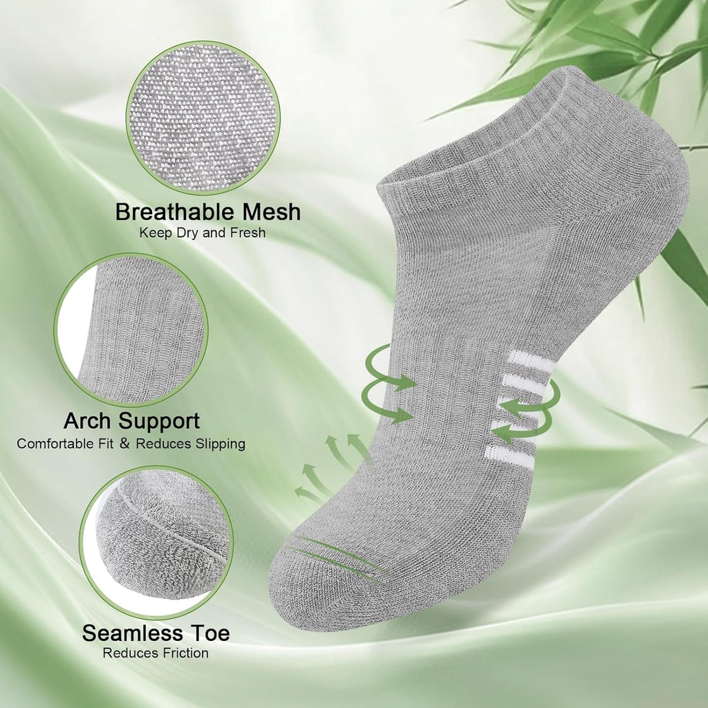 Skiennix Ankle Socks for Women - 6 Pairs Bamboo Viscose, Breathable & Moisture-Wicking, Low Cut