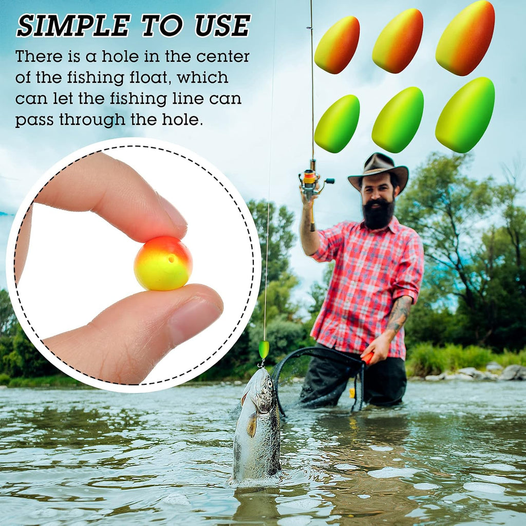 Skylety Foam Floats - 60 Pieces Bullet Snell Indicators for Trout, Catfish & Walleye Fishing