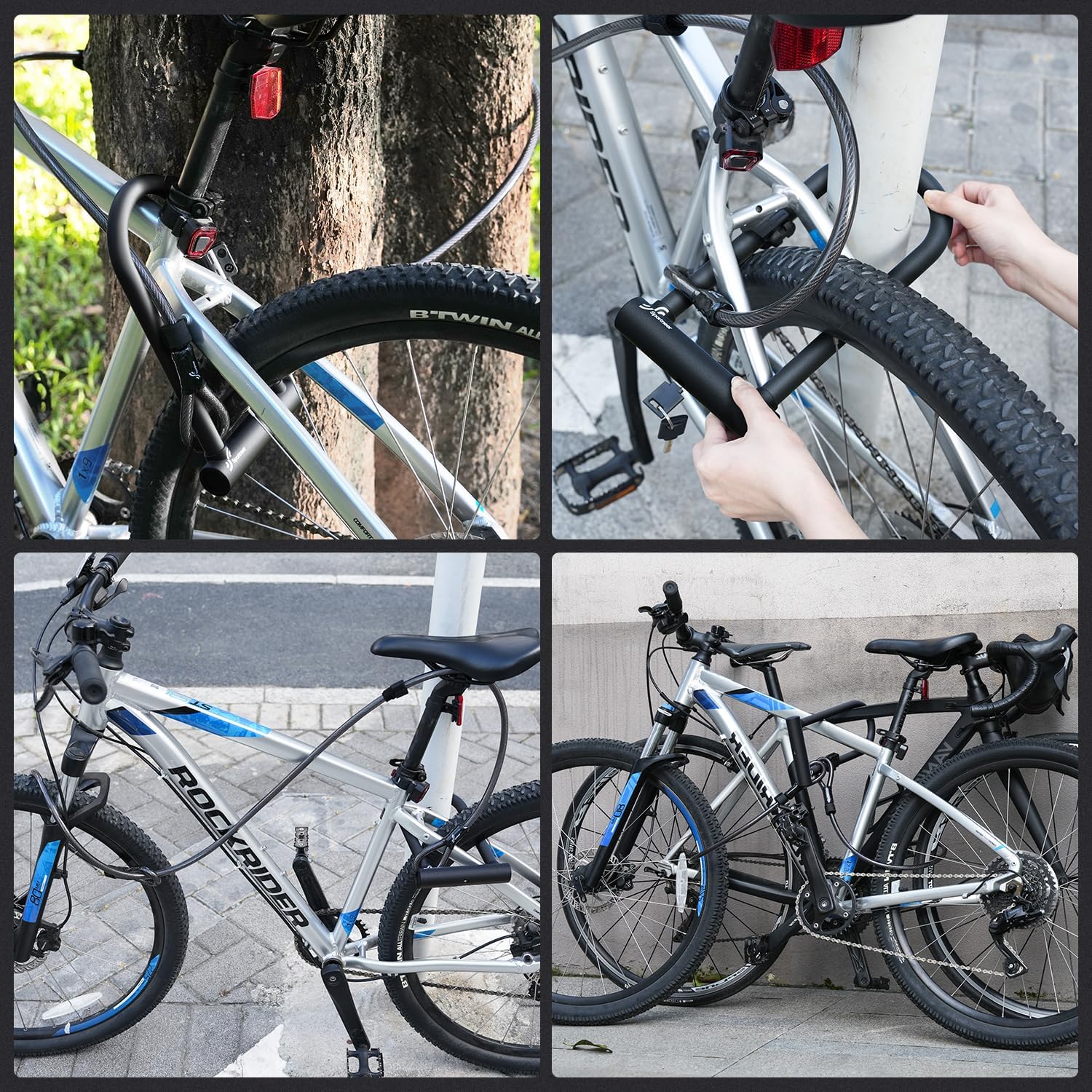 Sportneer Heavy Duty Bike U Lock - 18mm Shackle with 6ft Security Cable & Mounting Bracket | 11.5''x6.25''