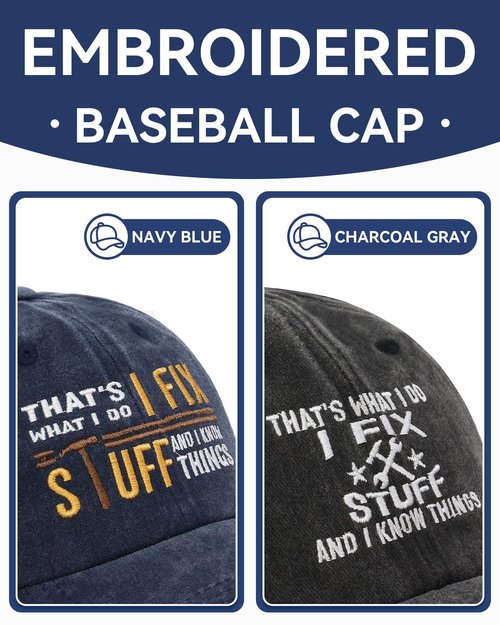2Pcs Embroidered I Fix Stuff Hat Dad Gifts for Men Baseball Caps Gifts Ideas for Birthday