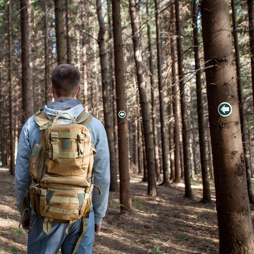 Amylove 36 Piece Trail Markers Bright Reflective Trail Markers Green Bright Trail Signs Trail Marking Reflectors for Hiking Hunting Camping Backpacking Walking Driveway Office New Place, Easy to Mount