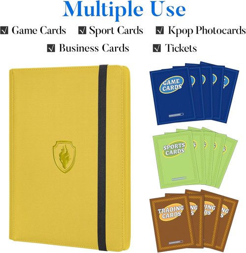 Fabmaker Premium 9 Pocket Card Binder - Sturdy Album for 360 Cards | Sleek Yellow Trading Card Holder
