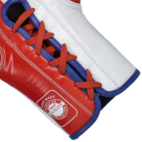 Genuine Leather Boxing Gloves – Special Edition USA Flag Design – Lace Up Training & Sparring Gloves – Muay Thai, Kickboxing & MMA – 14, 16 oz – Huracan Premium (US Flag, 14 oz)