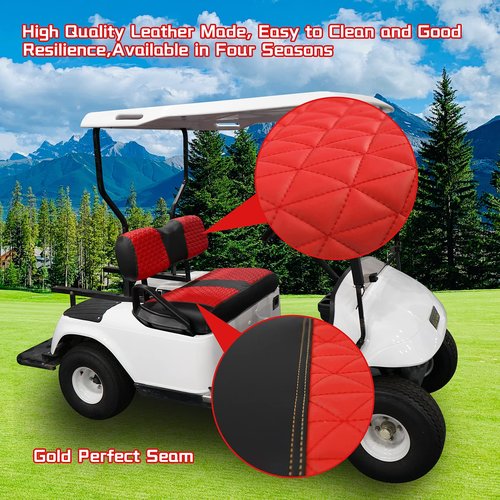 XUANYUDG0769 Golf Cart Front Seat Covers for EZGO TXT 1994-2013 OEM Seat Cushion, Adjustable Buckles/No Stapler Required, Black/Green/Red/Blue