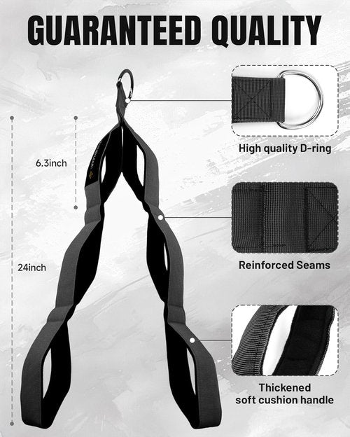 MANUEKLEAR Tricep Rope Cable Attachment - Enhanced Range of Motion for Push Downs & Face Pulls
